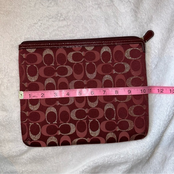 COACH Padded Tablet Signature Jacquard Case Burgundy - Picture 6 of 10